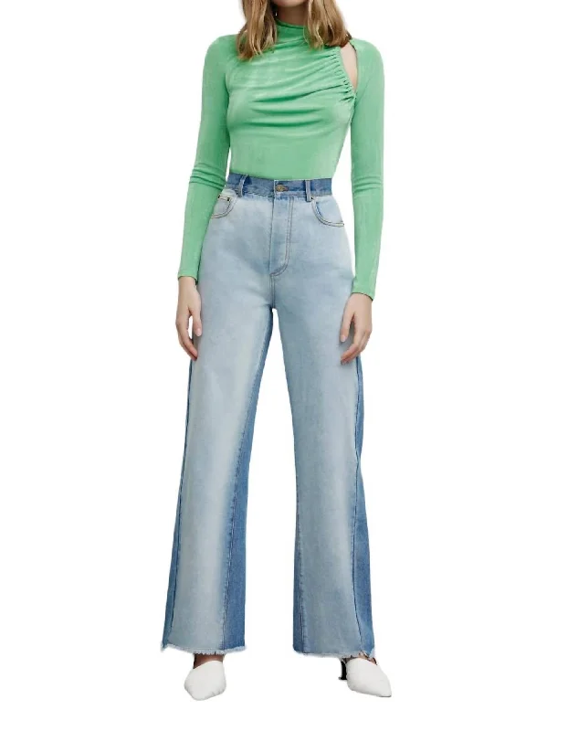 Deep Discounts Teddi Wide Leg Jeans In Denim