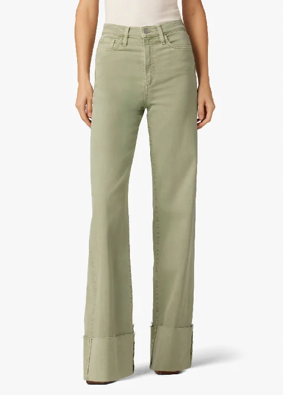 Mega Deal The Mia High Rise Wide Leg Jean In Khaki Green
