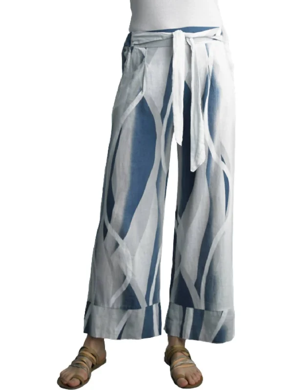 Closeout Wavy Linen Pants In Blue