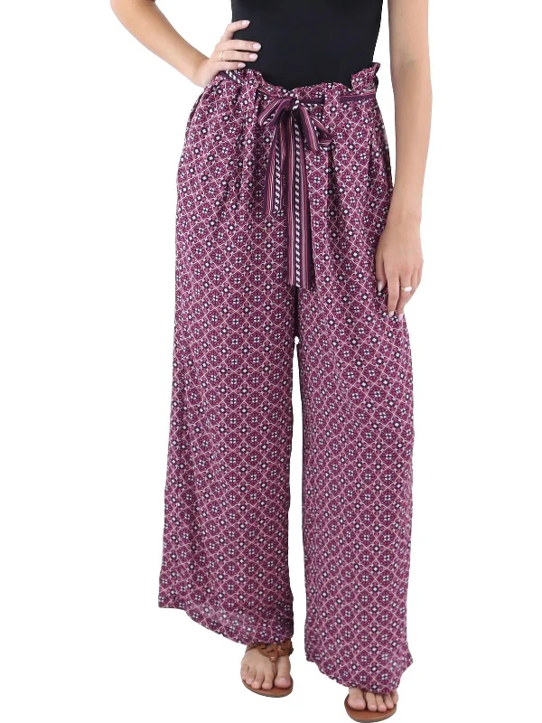 Doorbuster Deal Womens Chiffon High Rise Wide Leg Pants