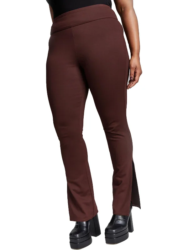 Limited Time Offer Womens High Rise Ankle Slit Straight Leg Pants