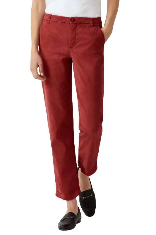 Massive Deals Women's Mitchell Roll Cuff Chino Pant In Crimson
