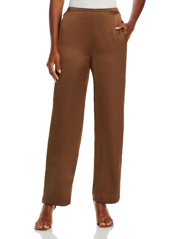 Limited Stock Womens Satin Wide Leg Straight Leg Pants