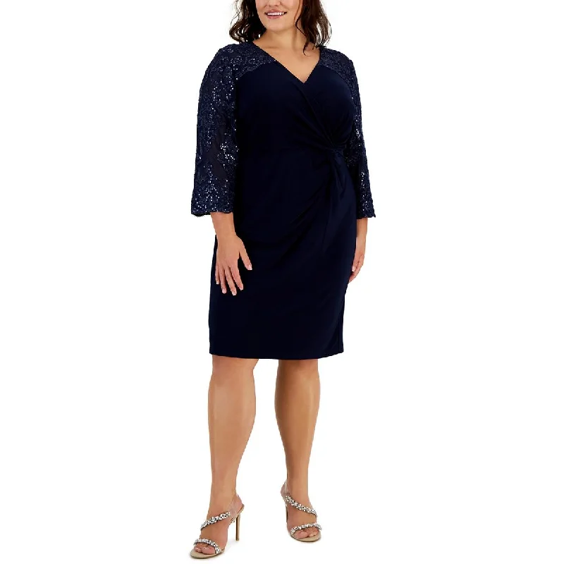 Act Fast Alex Evenings Womens Plus Sequined Midi Cocktail And Party Dress