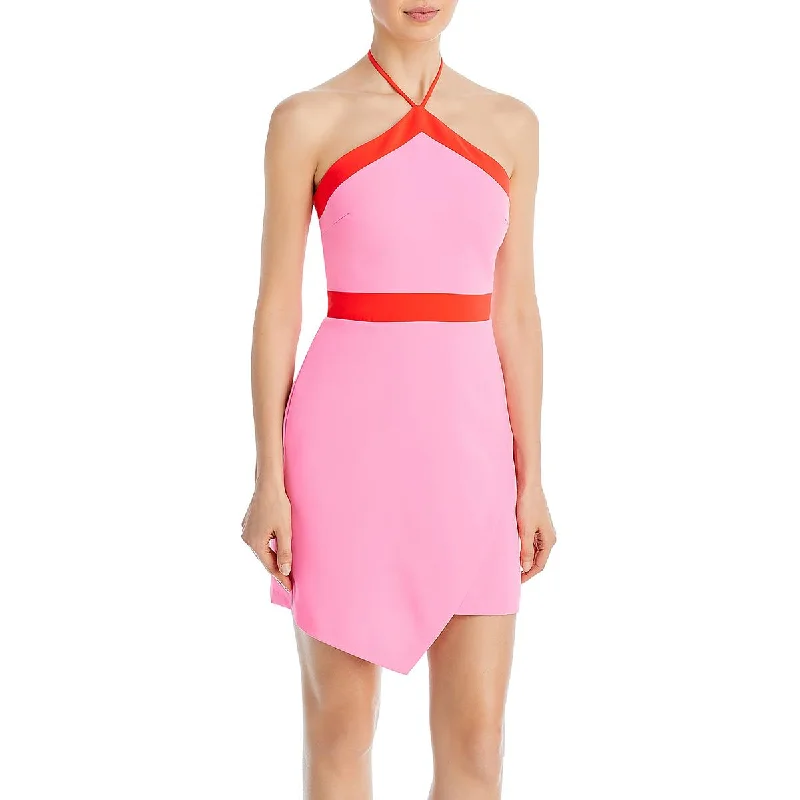 Loyalty Reward Amanda Uprichard Womens Mini Asymmetrical Halter Dress