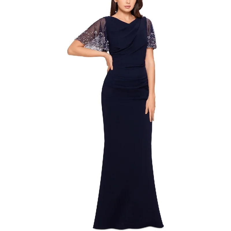 B&A by Betsy and Adam Womens Petites Knit Embellished Evening Dress