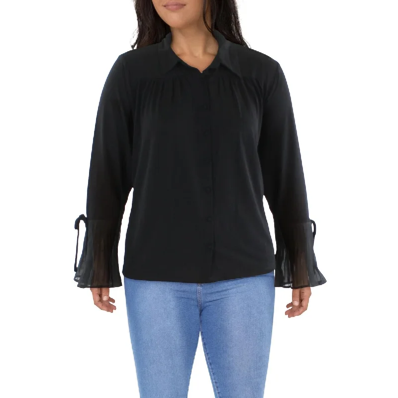 Price Fest Belldini Womens Collared Solid Blouse