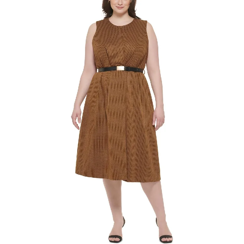 Savings Spectacular Calvin Klein Womens Plus Chevron Belted Midi Dress