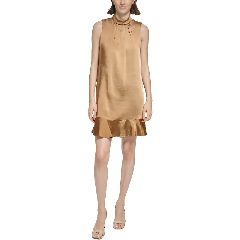 Price Break Calvin Klein Womens Ruched Satin Shift Dress