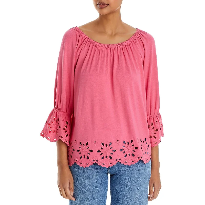 Limited Quantity Cupio Womens Eyelet Boatneck Blouse