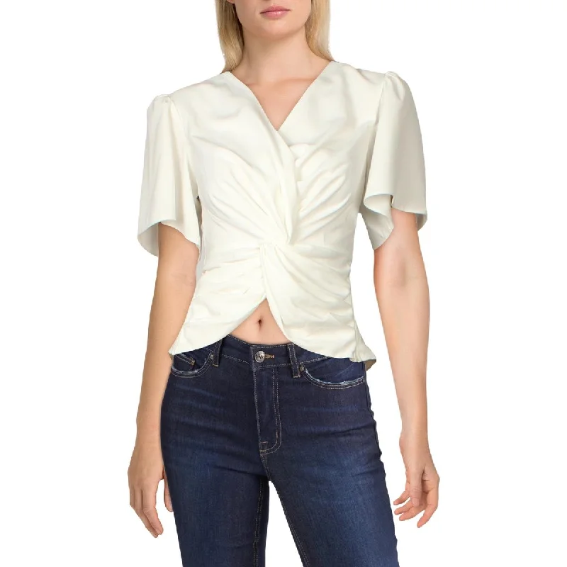 Endless Rose Womens Front Twist Wear to Work Blouse