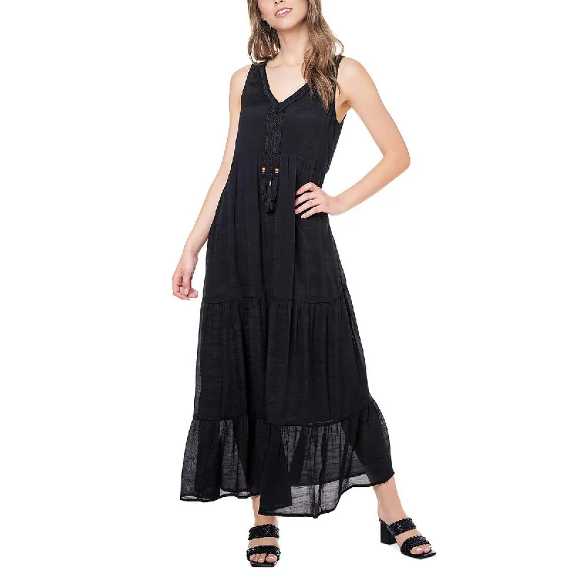 Fever Womens Embroidered Maxi Fit & Flare Dress