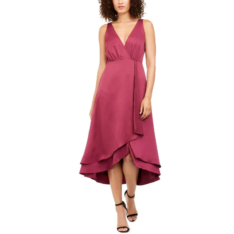 French Connection Womens Alessia V Neck Layered Hem Midi Dress