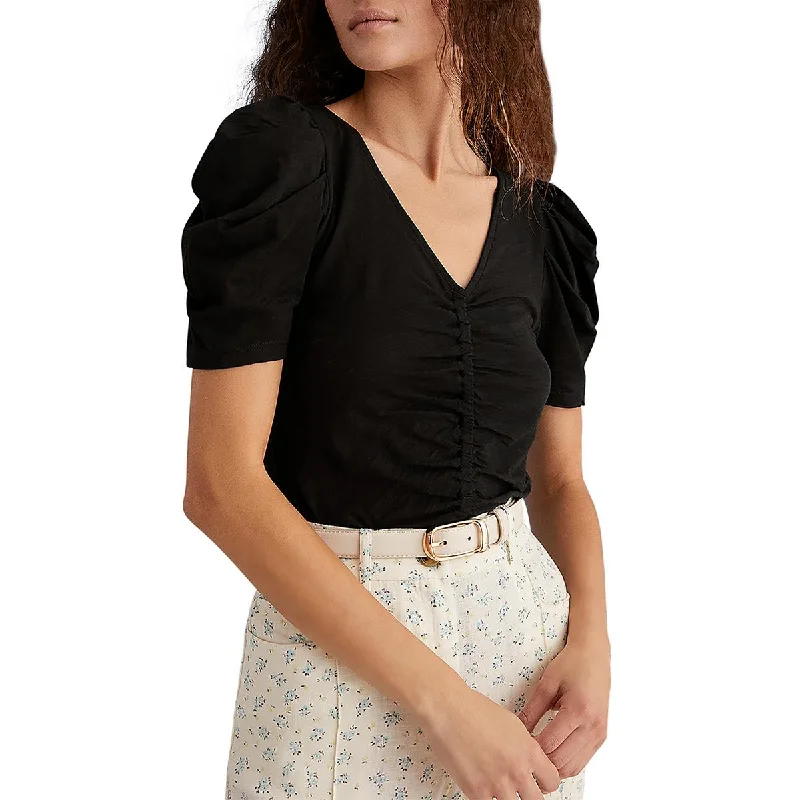 Goldie Womens Ruched Cotton Blouse