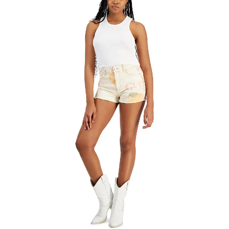 Now or Never Guess Womens Monogram Denim Cutoff Shorts