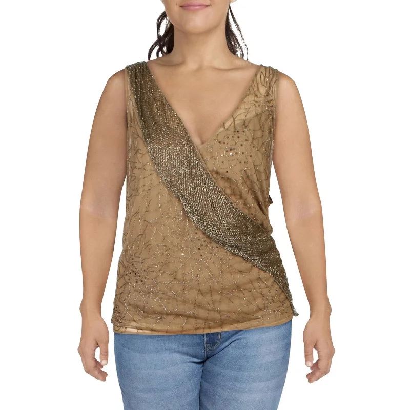 Lauren Ralph Lauren Womens Plus Sleeveless Embellished Blouse