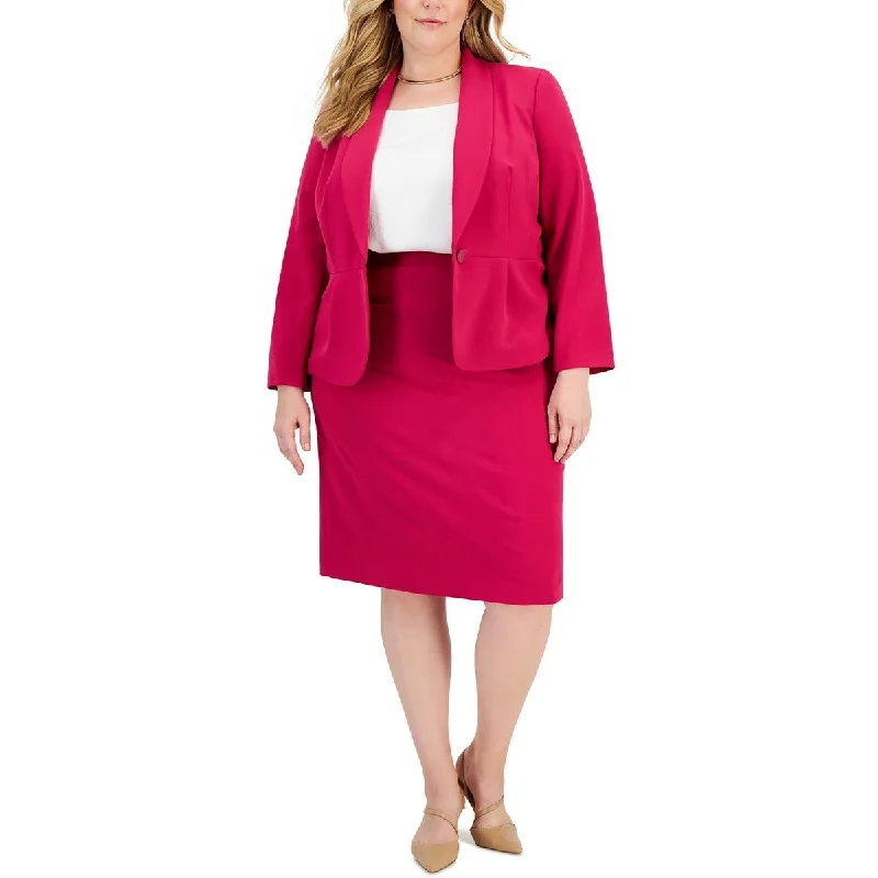 Quick Sale Le Suit Womens Plus Shawl Collar Business One-Button Blazer