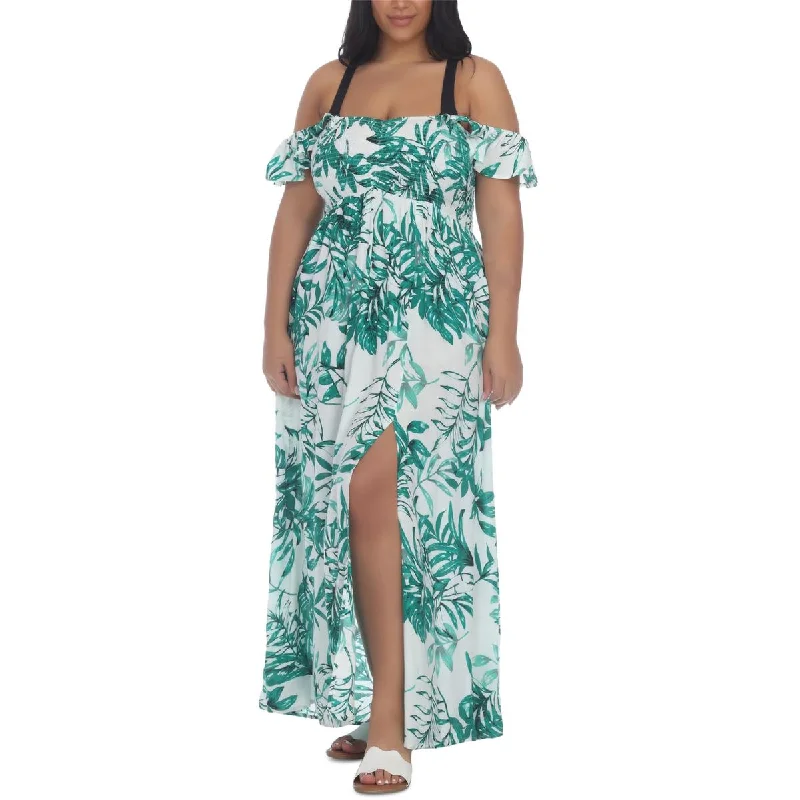 Raviya Womens Plus Floral Print Summer Cover-Up