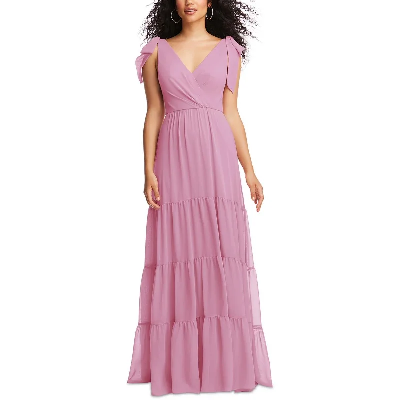 Social Bridesmaids Womens Bow  Evening Dress