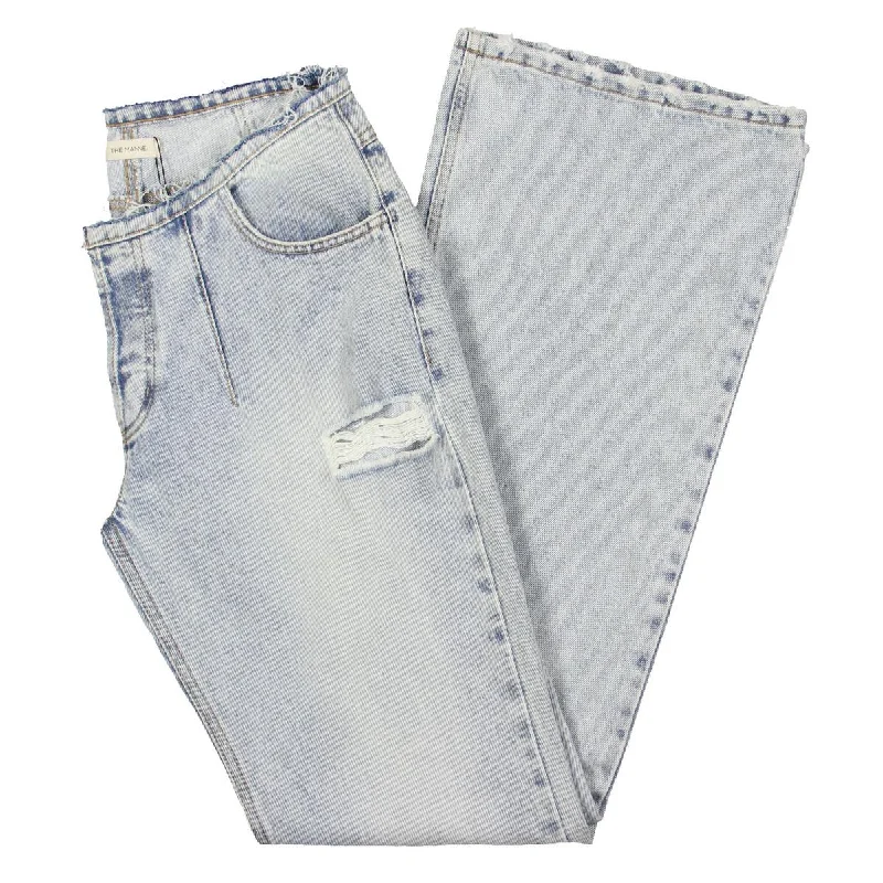 The Mannei Womens Cotton Faded Flared Jeans