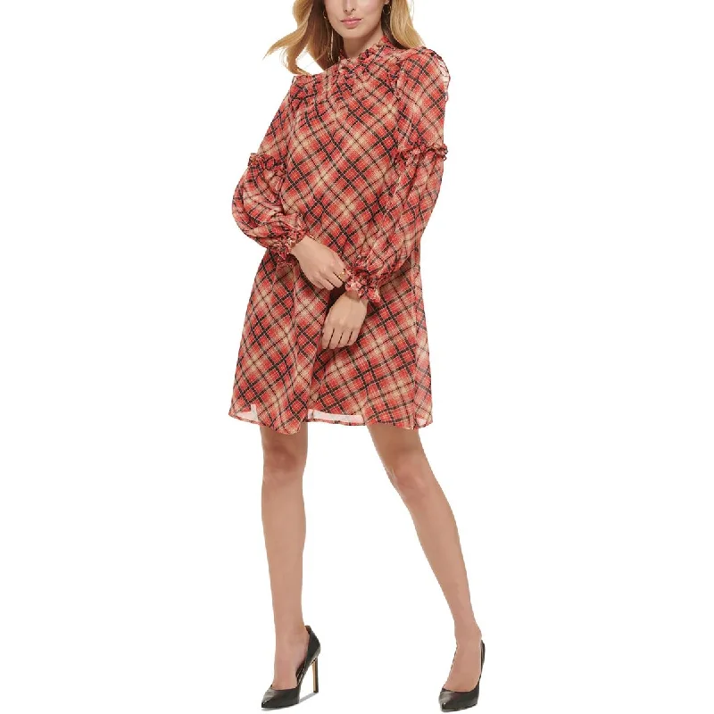 Overstock Tommy Hilfiger Womens Ruffled Chiffon Shift Dress