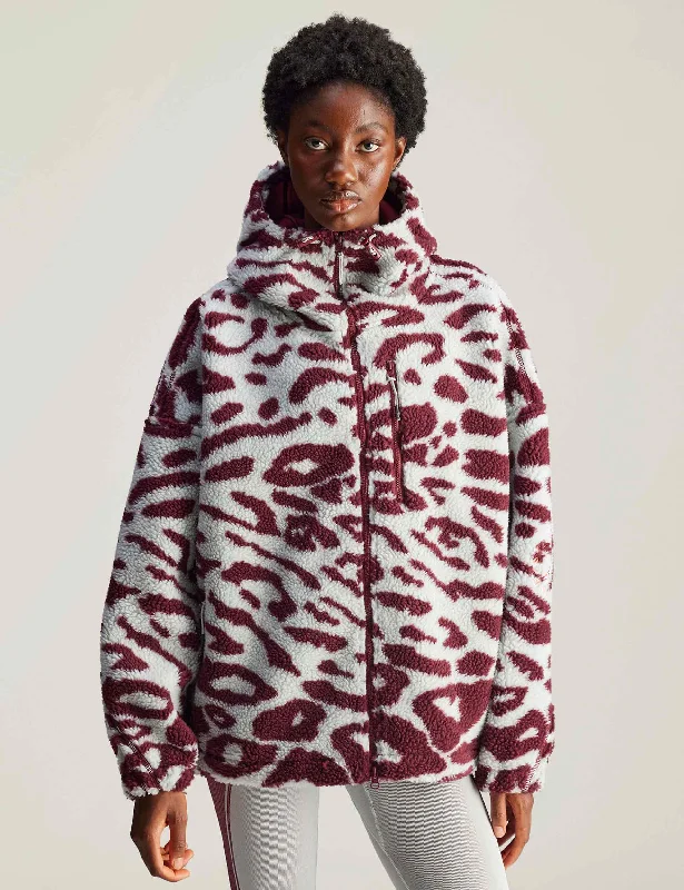 Act Fast Jacquard Fleece Top with Zipper - Vapour Green/Shadow Red