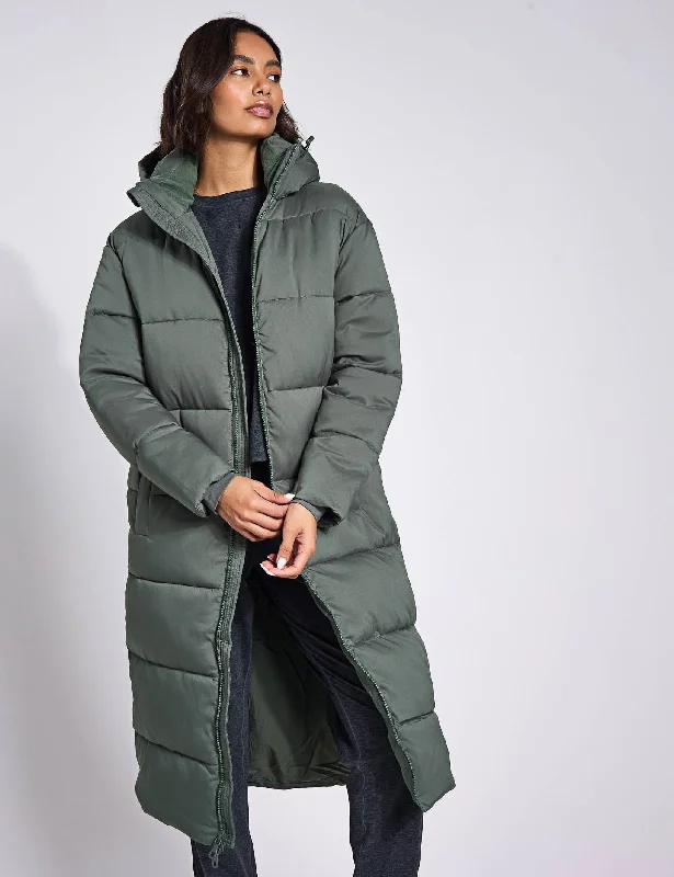 Online Specials Long Puffer Jacket - Thyme