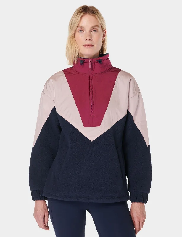 Incredible Offers Orbit Fleece Half Zip - Navy Blue Colour Block