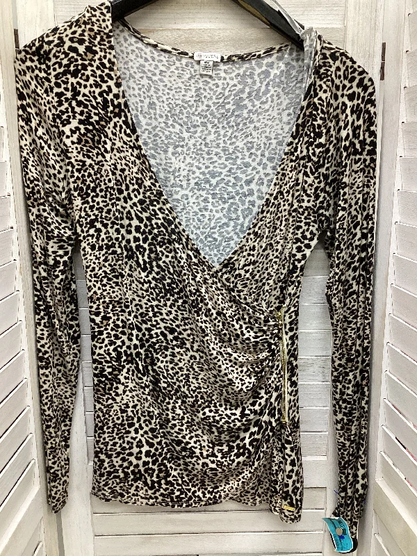 Seasonal Sale Animal Print Top Long Sleeve Basic Guess, Size M