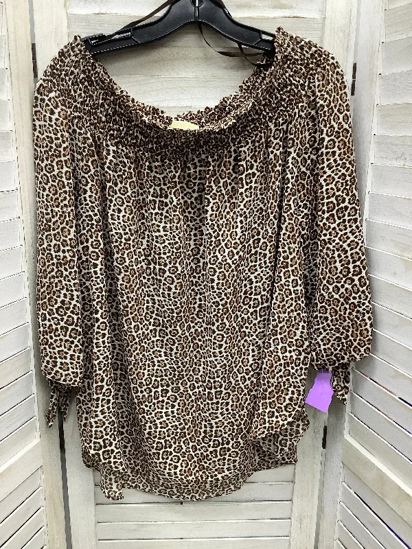 Mega Sale Animal Print Top Long Sleeve Michael By Michael Kors, Size Xl