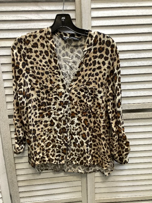 Exclusive Access Animal Print Top Long Sleeve Zara, Size M