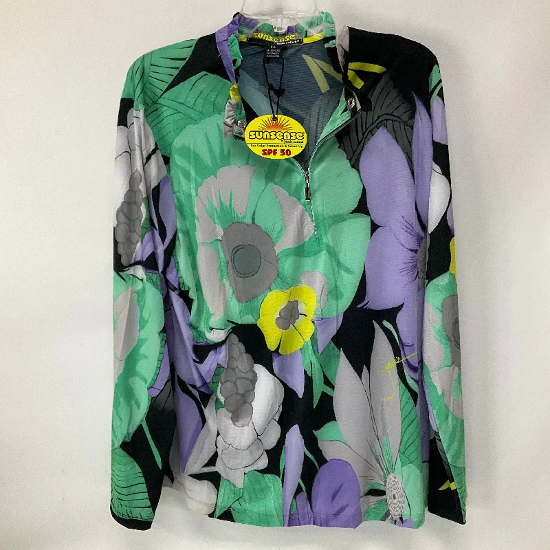 New Arrival Athletic Top Long Sleeve Collar By Cmb In Multi-colored, Size: Xxl