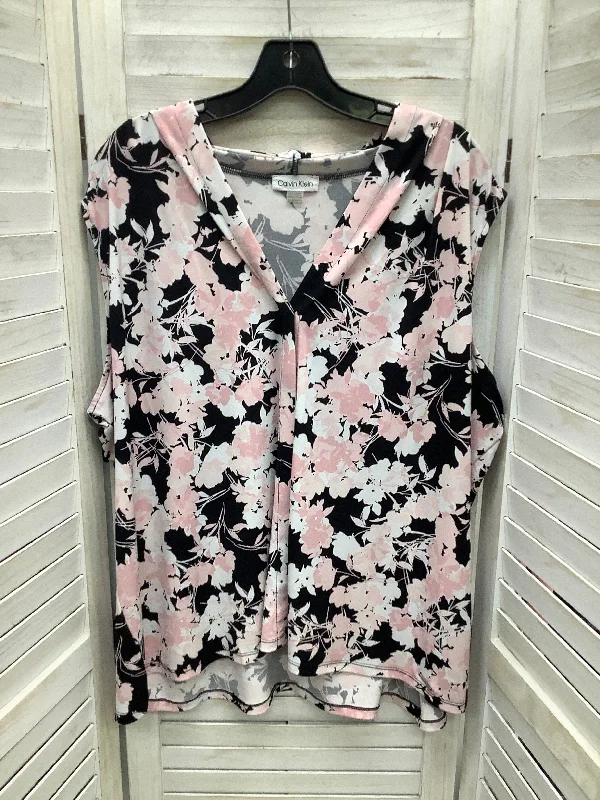 Limited Time Discount Black & Pink Top Sleeveless Calvin Klein, Size 2x