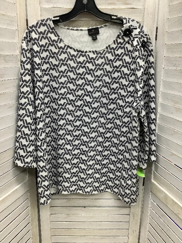 Price Buster Black & White Top 3/4 Sleeve Worthington, Size Xl