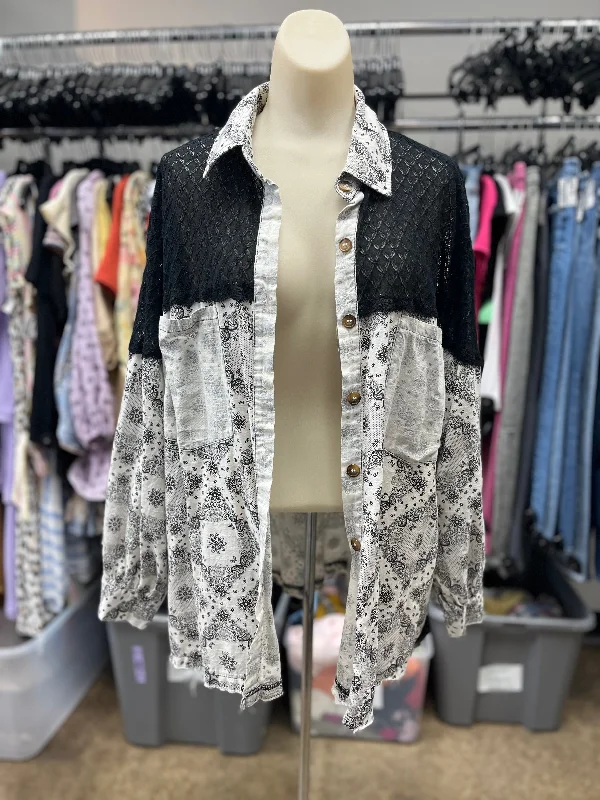 Referral Discount Black & White Top Long Sleeve Pol, Size S