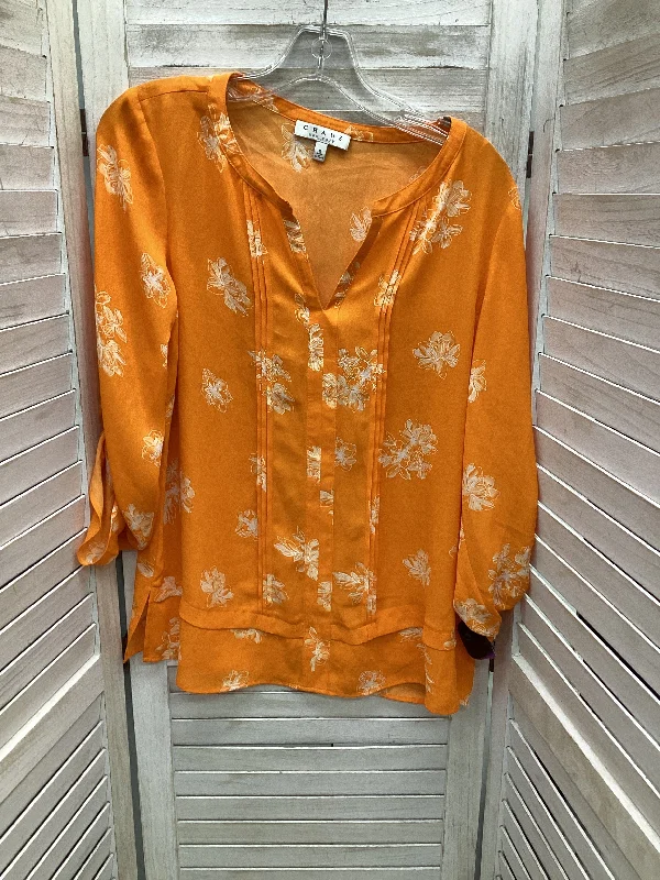 New Markdowns Blouse Long Sleeve By Chaus In Orange, Size: S