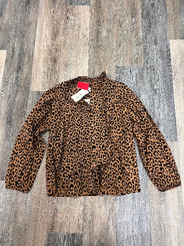 YEAR-End Sale Blouse Long Sleeve By Emerson Fry In Animal Print, Size: S