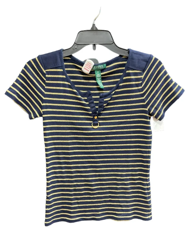 Online Only Blue & Gold Top Short Sleeve Lauren By Ralph Lauren, Size Xs