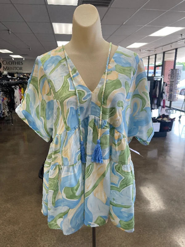 Time-Limited Offer Blue & Green Top Short Sleeve Entro, Size S