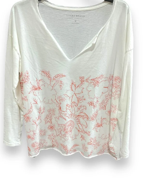 Super Bargain Cream Top Long Sleeve Basic Lucky Brand O, Size M