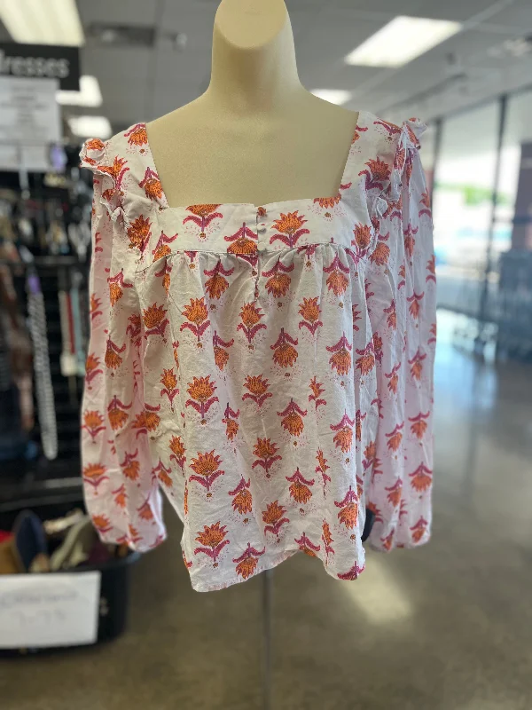 Bargain Bin Floral Print Top Long Sleeve J. Crew, Size Xl