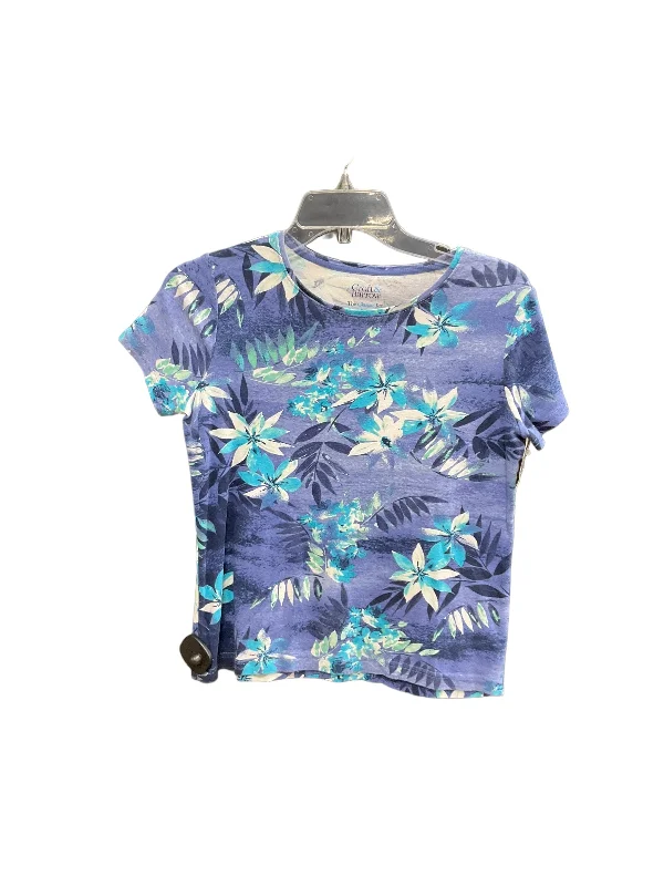 Fantastic Deals Floral Print Top Short Sleeve Basic Croft And Barrow, Size Petite   Xs