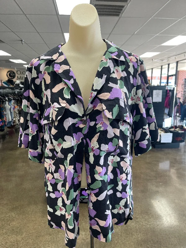 Super Sale Floral Print Top Short Sleeve Equipment, Size S