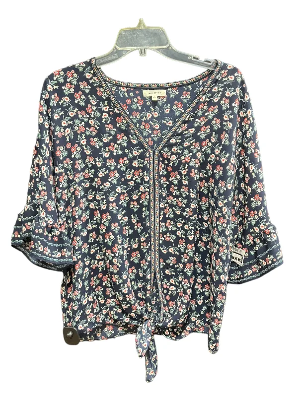 Weekend Flash Sale Floral Print Top Short Sleeve Max Studio, Size L