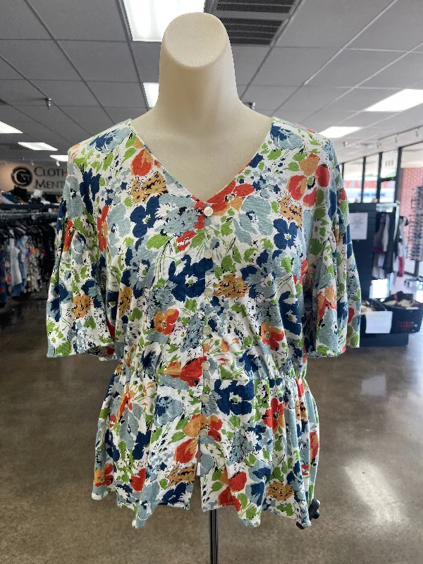 Unbeatable Prices Floral Print Top Short Sleeve Ralph Lauren, Size S