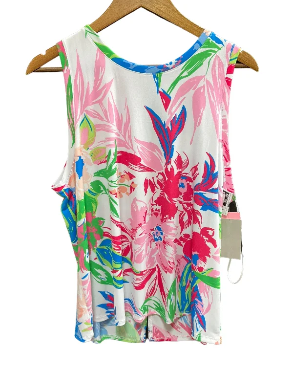 Doorbuster Deal Floral Print Top Sleeveless Chaus, Size Xl