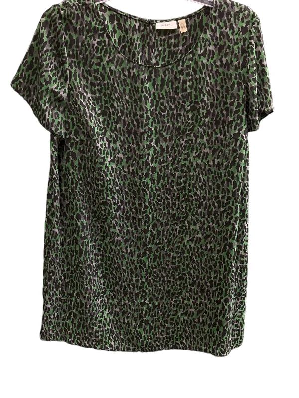 Midnight Madness Green & Grey Top Short Sleeve Basic Dkny City, Size L