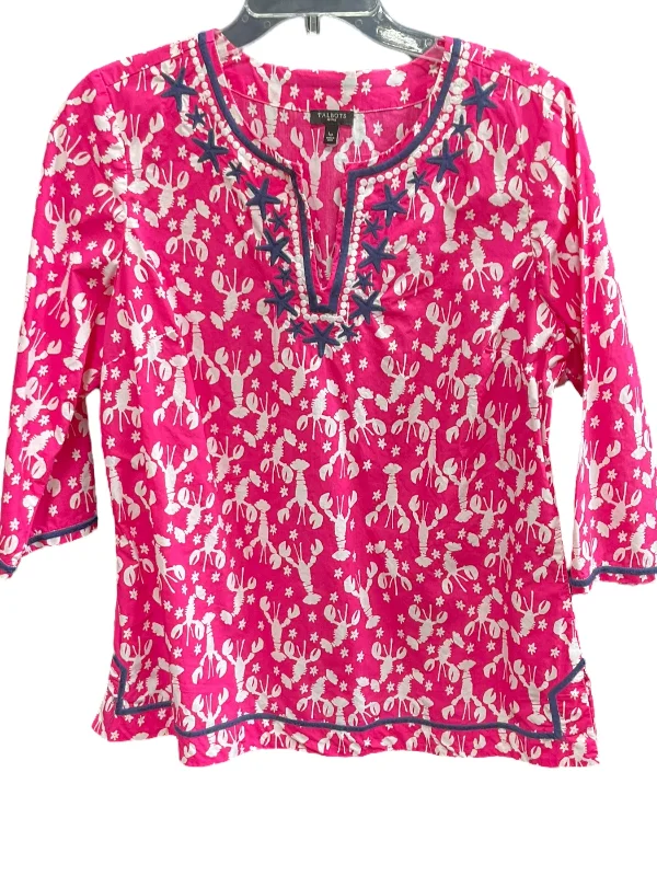 Sale Event Pink & White Top 3/4 Sleeve Basic Talbots, Size L