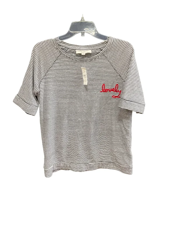 Inventory Reduction Striped Pattern Top Short Sleeve Loft, Size S
