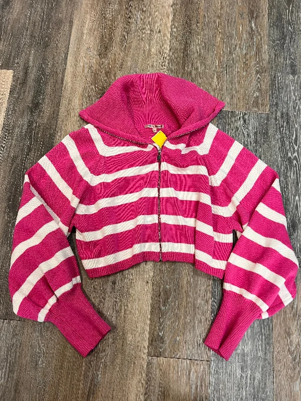 Loyalty Reward Sweater By Bailey Rose In Pink & White, Size: L
